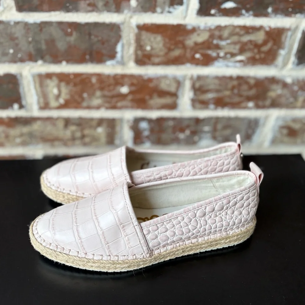 Sam Edelman Light Pink Embossed Leather Kesia Espadrille Flat Size 6 NWOT